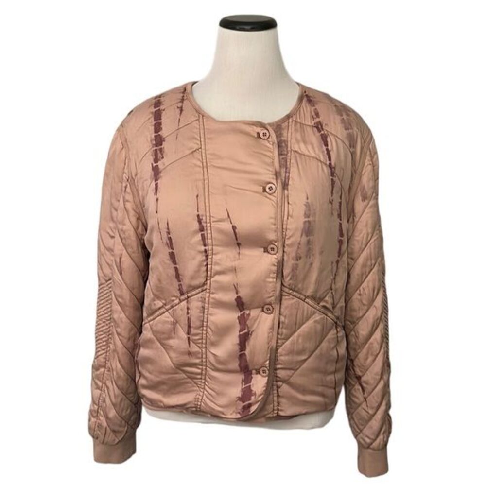 ANTHRO Marrakech Women’s Tie Dye Cropped Moto jacket Blush Size M